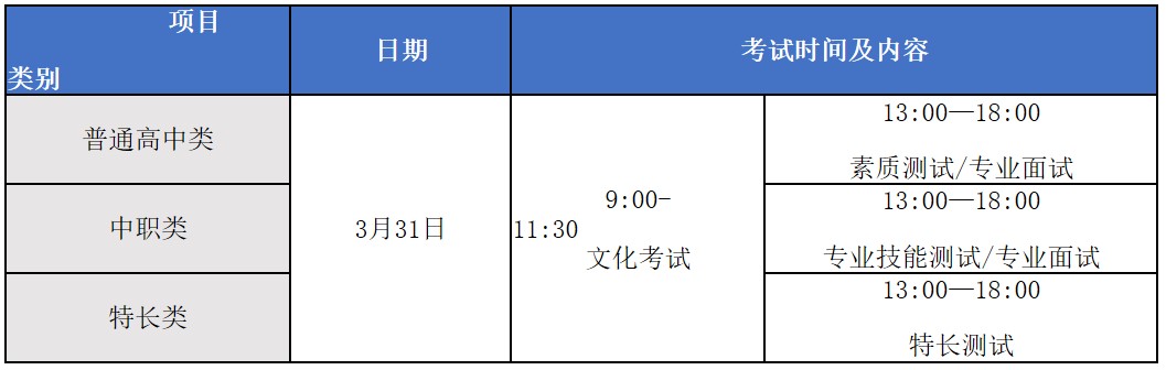 四川交通职业技术学院单招考试时间安排