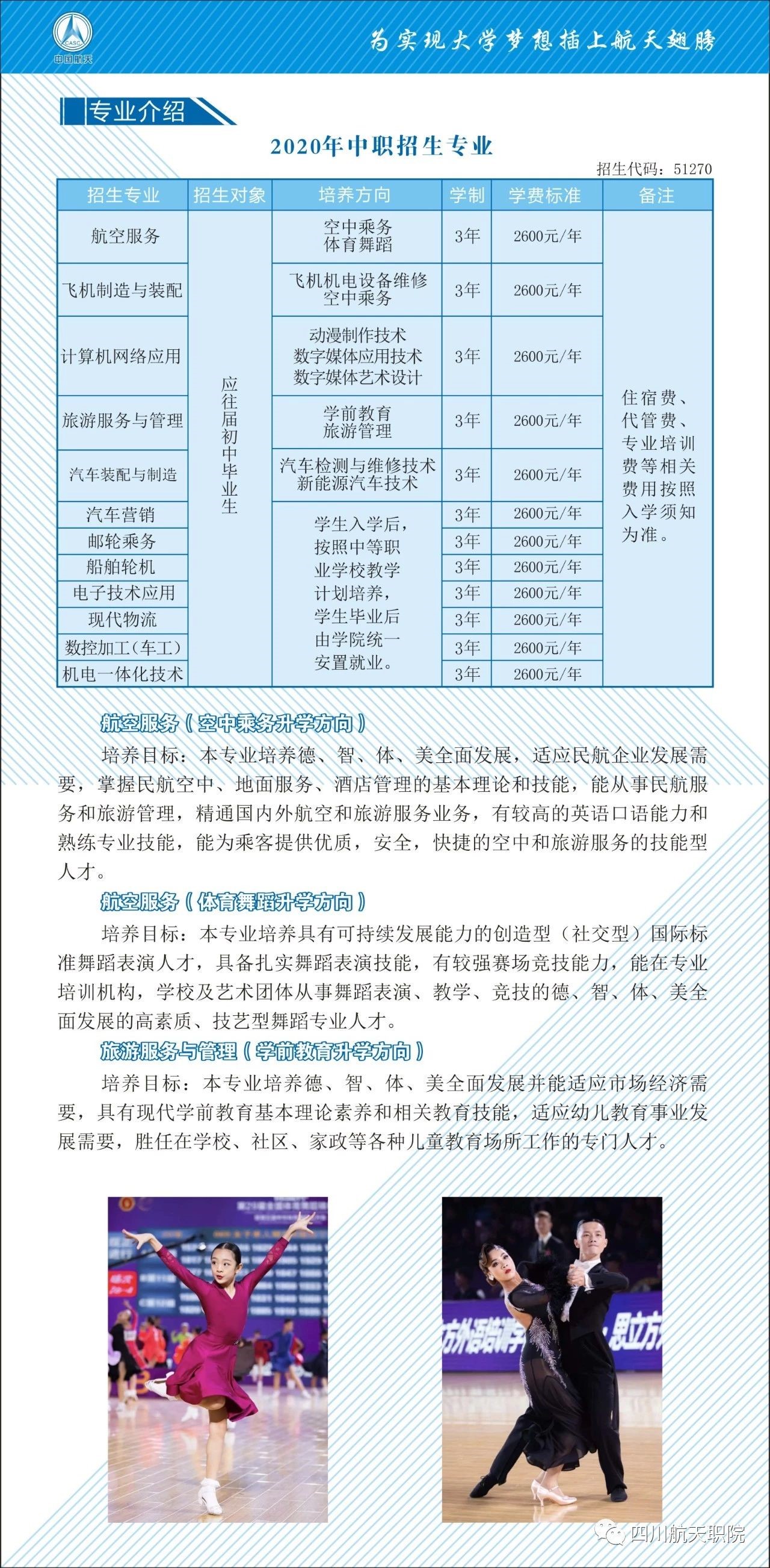2020年四川航天职业技术学院招生专业