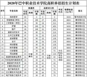 四川高职院校哪家强|巴中职业技术学院2020年招生计划